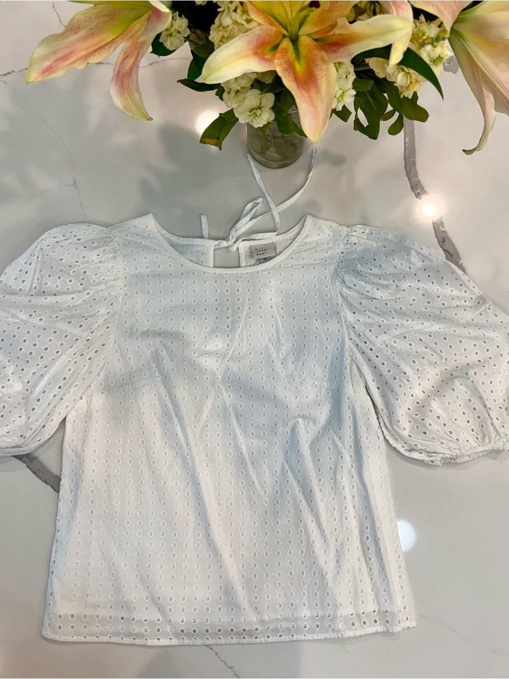 a new day White Eyelet Puff Sleeve Blouse